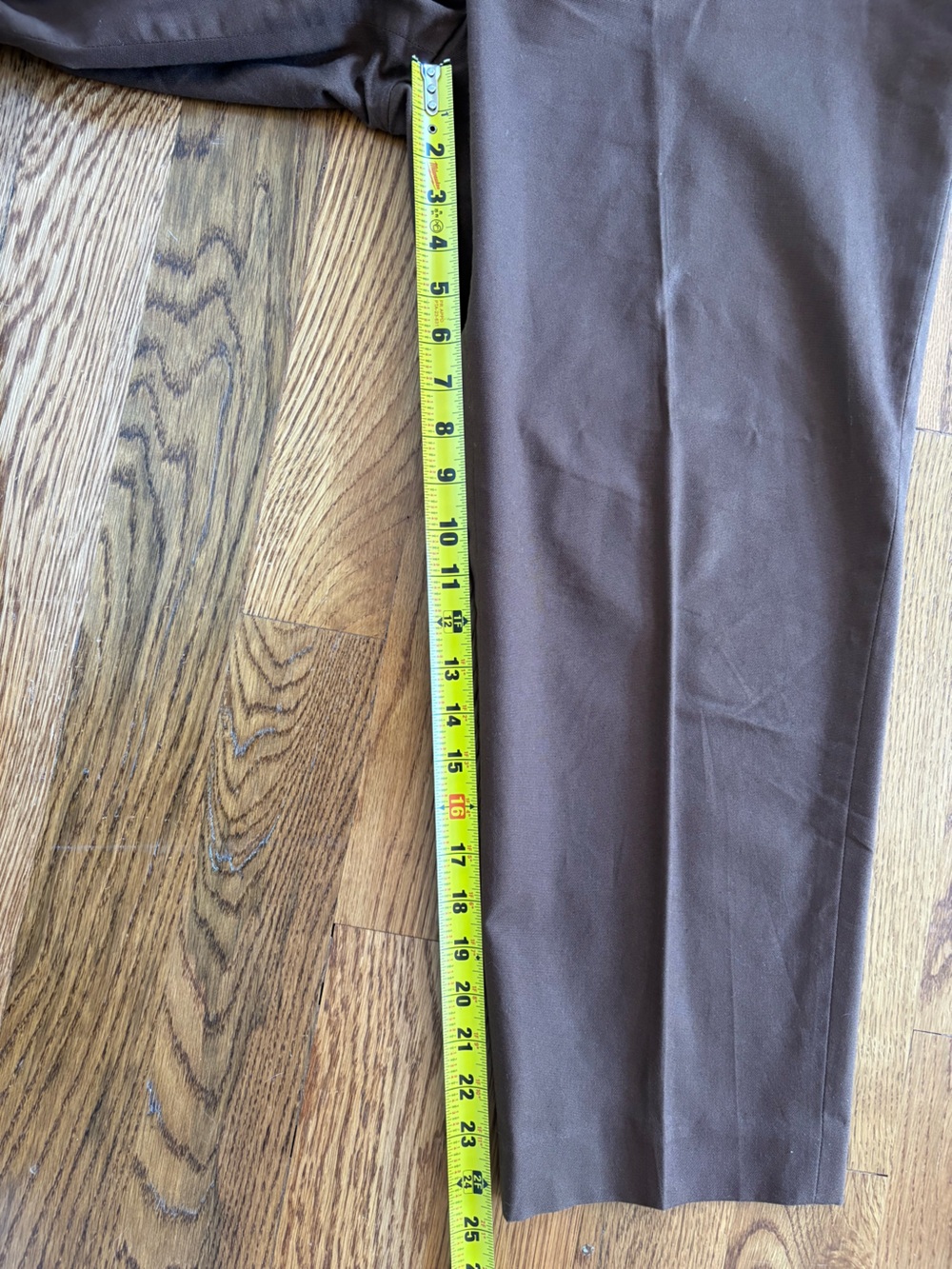 Ann Klein Brown Cropped Pants Side Zip High Waist Stretch Casual Office Size 16 - Picture 7 of 10
